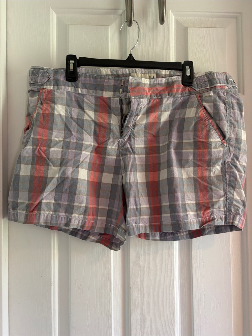 Old Navy Plaid Cotton Bermuda Shorts in Gray, Purple and Pink
